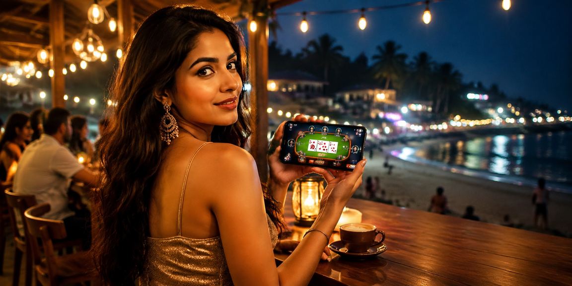 Teen Patti card game at beach festival in India